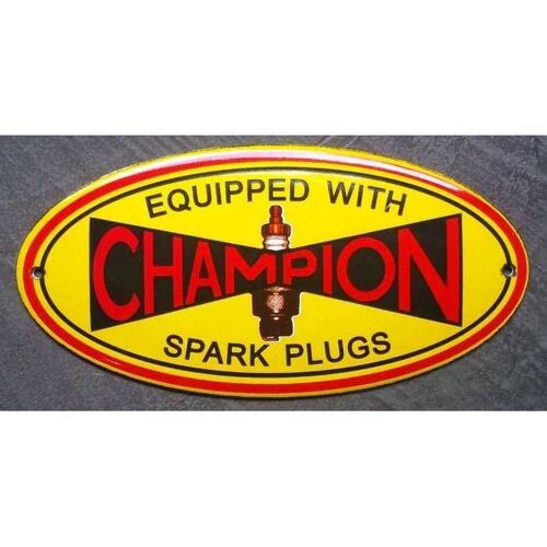 Mini Plaque Emaillée Champion Spark Plugs Bougie Tole Email