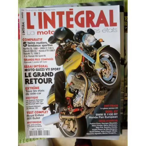 L'Integral 5 De 1999 Aprilia Sl1000,Honda Vtr1000f,Bmw R1100s,Suzuki Tl1000s,Ducati 900ss,Triumph 955 Sprint Rs,Yamaha Tw125,Triumph 900 Tiger,Moto Guzzi V11 Sport,Honda St1100 Pan European,Bmw R1100r