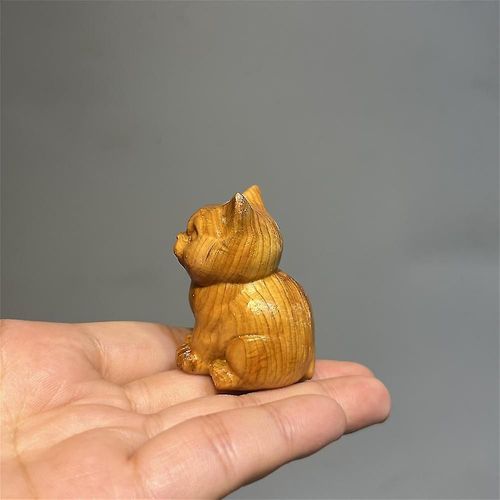 Mini Chat Chaton En Bois Sculpté À La Main, Ornements Rustiques, Statues D'animaux, Figurine, Artisanat D'art, Décoration De Maison, Cadeaux Créatifs, 2 Pièces