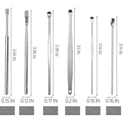 6pcs Innovant Spring Ear Wax Cleaner Tool Set, Ear Curette Ear Wax Remover Toolspring Ear Spoon Cleaning Ear Tool Ear Curette Ear Remover Tool With S