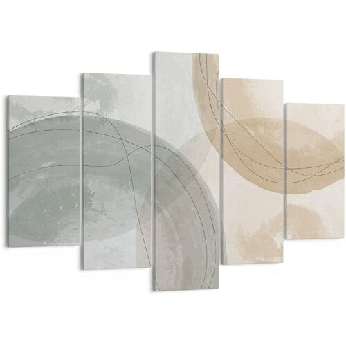 Moderne Impression sur Toile Image Tableau Decoration Murale Aquarelle Roues Pastel Tableaux Decoratifs Muraux Chambre Triptyque 5 parties Deco Décoration Salo 100 x 55 cm. (sans cadre)