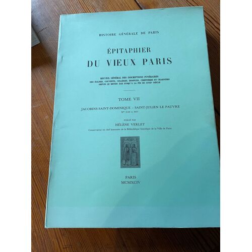 Livre Épitaphe, Fier Du Vieux Paris