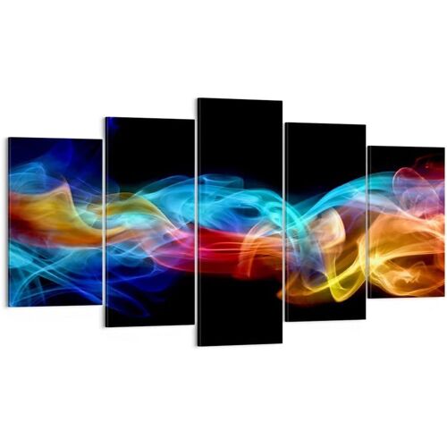 Deco Décoration Salon Résumé air coloré figure Moderne Impression sur Toile Image Tableau Decoration Murale Chambre Triptyque 5 parties Art Wall Tableaux Decor 50 x 25 cm. (sans cadre)
