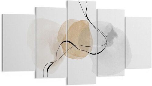 Décoration Salon Abstrait Minimaliste Aquarelle Moderne Impression sur Toile Image Tableau Decoration Murale Chambre Triptyque 5 parties Art Wall Tableaux Deco 100 x 55 cm. (sans cadre)