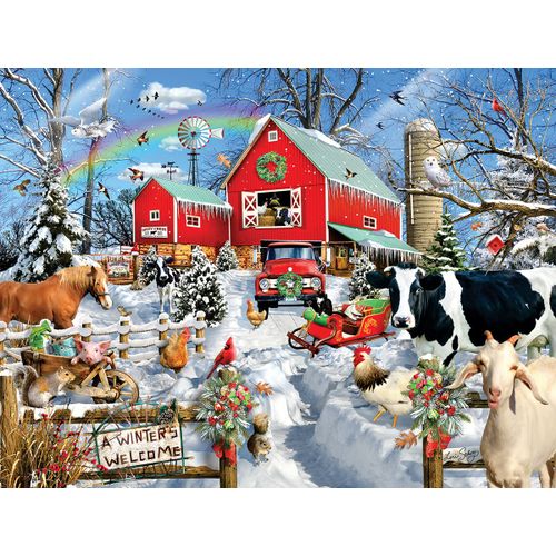 Puzzle Pièces Xxl - Grange D'hiver - Puzzle 500 Pièces
