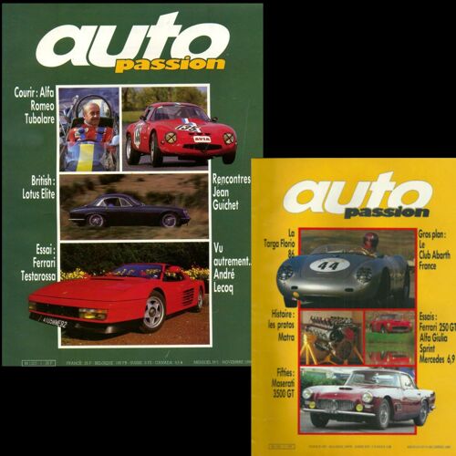 Auto Passion N°1 + 2 - 1986 - Lot Revues Magazines - Maserati 350 Ferrari Gt Alfa Guilia Sprint Mercedes 6,9 Jaguar Lamborghini