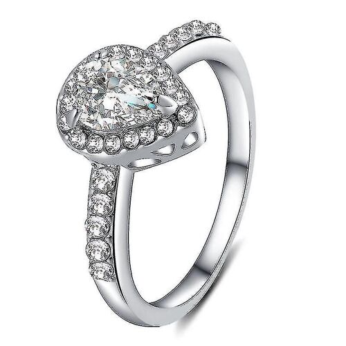 Bague En Zircon En Forme De Poire Point Point Blanc - Bague En Or Blanc En Forme De Poire - Fashion Dot Diamond Bague En Zircon En Or Blanc En Forme De Poire