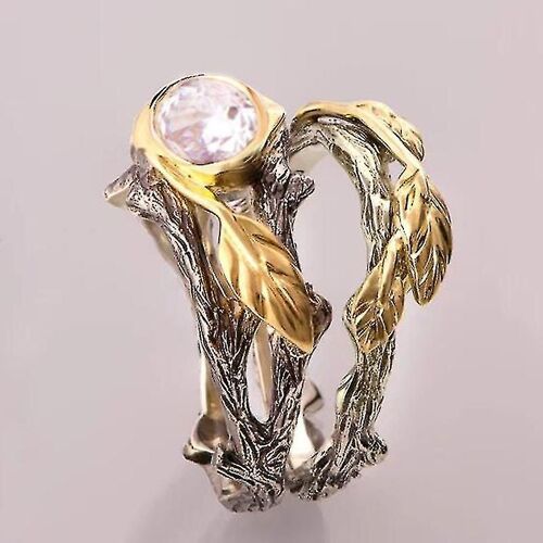 Creative Gold Plaqué Dichroïque Branche Set Diamond Set Bague - Stylish Branch Set Diamond Bague Bi-Tone Set