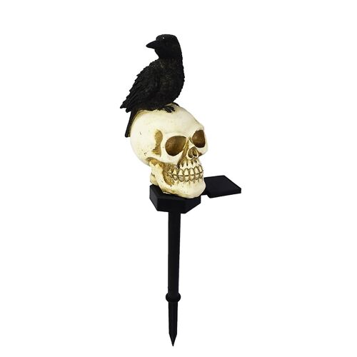 Extérieur Crow Solaire Lampe De Résine De Jardin Paysage Inséré Crâne Lumières Décoratives