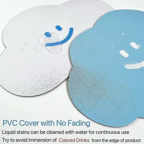 Tapis de souris Cute Cloud 2 Pack, petit tapis de souris en pvc imperméable à l'eau, base en caoutchouc antidérapant tapis de souris d'ordinateur personnalisé pour office à la maison
