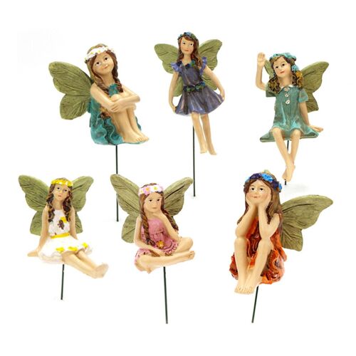 Mini Fées Figurines Mignon Motif Clair Résine Miniature Fairy Sculpture Pour Fairy Garden Accessoires