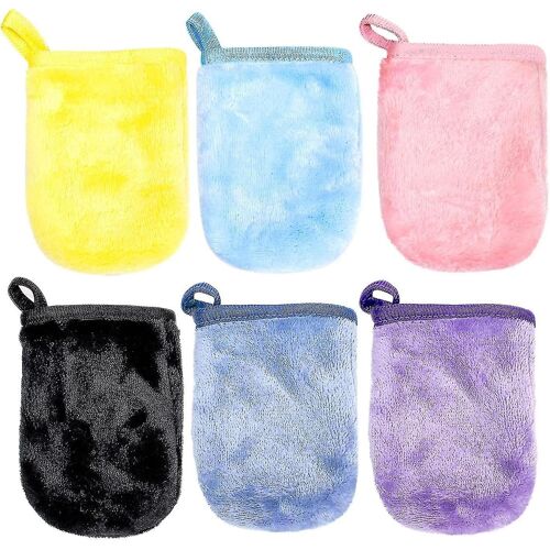 6 Pièces De Gants Démaquillants En Flanelle, Couvre-Doigts Nettoyants, Serviettes Réutilisables, Gants De Douche Bouclés, Gants De Lavage Doux (9 * 13cm)