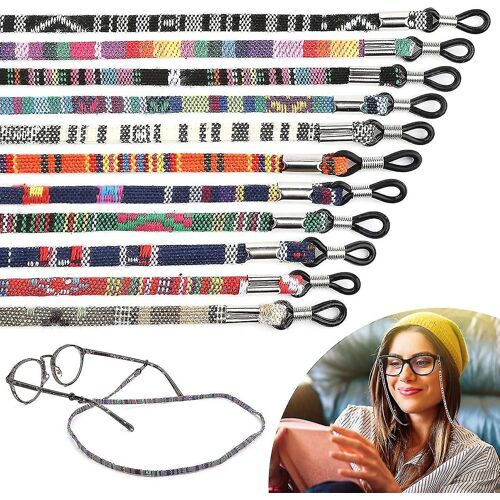 Paquet De 12 Lunettes Cordon Lunettes Chaîne Lunettes Tressées Corde Lunettes De Soleil Chaîne Cou