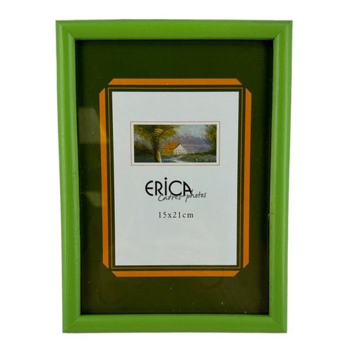 Cadre photo - Pour photo 15x21cm - Bois - Vert - A suspendre ou à poser