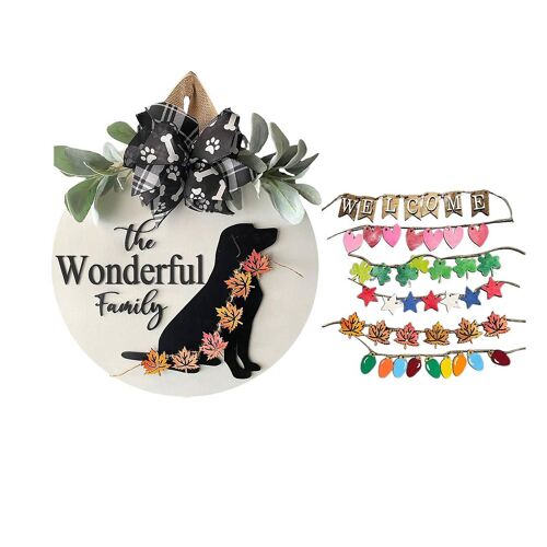 Panneau De Porte Suspendu En Bois Interchangeable Avec Des Accessoires Décoratifs De Festival D'impression De Chien Pour La Maison De Patios De Porche