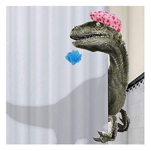 Drôle Dinosaure Rideau De Douche Salle De Bain Rideau avec Crochet Dessin Animé Baignade Dinosaure Tissu Douche