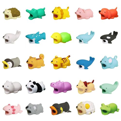 Téléphone Chargeur Usb Câble Protecteur, 25pcs Animaux Morsure Câble De Charge Économiseurs Pour Téléphone, Tablettes