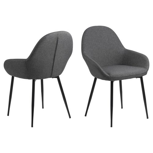 Lot de 2 Chaises de salle à manger avec accoudoirs - Noir et Gris