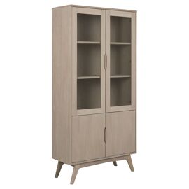 Vitrine en MDF et verre 4 portes et 4 étagères - Beige