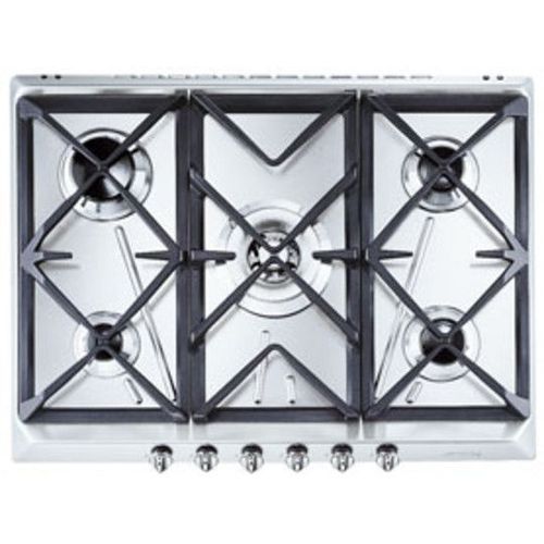 Smeg SRV576GH5 - Table de cuisson au gaz - 5 plaques de cuisson - Niche - largeur : 55.5 cm - profondeur : 47.8 cm - acier inoxydable