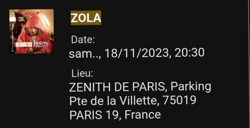 2 Place Zola Zenith Paris 2023