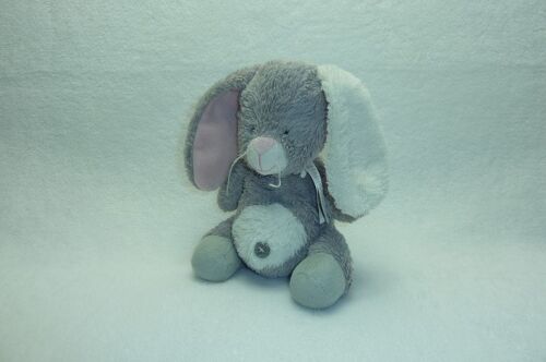 Doudou Lapin Peluche Gris Blanc Rose Happy Horse