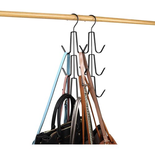 Cintres pour sac à main, porte-sac à main, lot de 2 cintres en métal peu encombrants, organisation de placard, sacs de rangement pour sacs à main, sacs à dos, débardeurs, ceintures (noir)