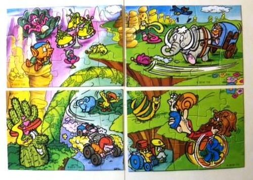 Puzzles "Kinder" (1999) Série De 4 Puzzles "Personnages Kinder 1" (K00n108 / K00-108 À K00n111 / K00-111) Avec Les 4 Bpz