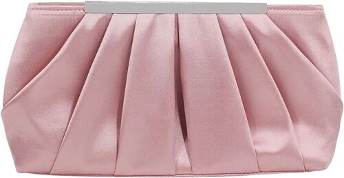 Rosé Sac de soirée en satin pour femme Élégant sac à main de soirée plissé en satin pour femme Argenté Sac à main de mariage