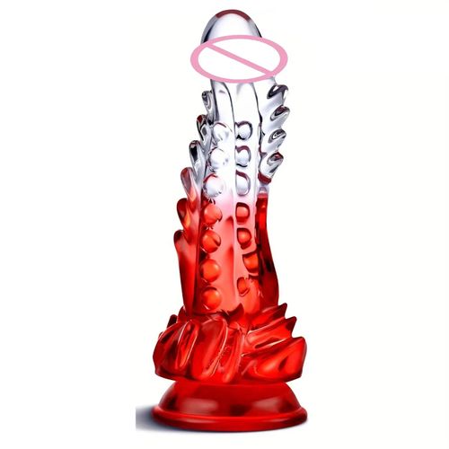 Godemichet Anal En Msi De Cristal Pour Femmes,Énorme Pointe Anale,Pénis Réaliste,Jouets Sexy Pour Couples,Vagin,Anal- Red2-E34284