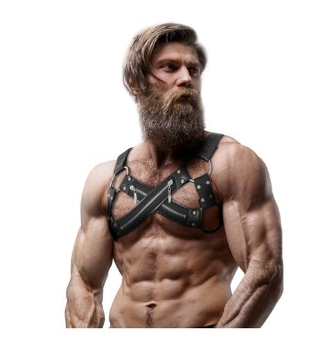 Fetish Submissive Attitude? - Harnais Poitrine Croisé En Néoprène Ajustable Avec Fermeture Éclair Pour Hommes