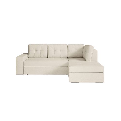 Aden - Canapé D'angle Convertible Avec Coffre En Tissu - Beige - Angle Droit