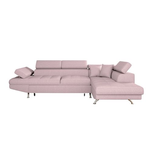 Canapé D'angle Rio Convertible Avec Coffre En Tissu - Angle Droit, Vieux Rose