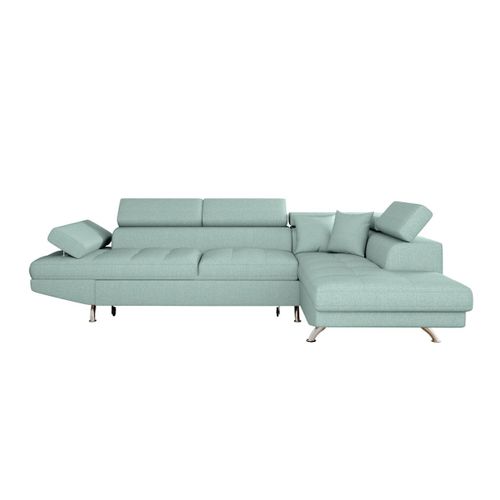 Canapé D'angle Rio Convertible Avec Coffre En Tissu - Angle Droit, Bleu Clair