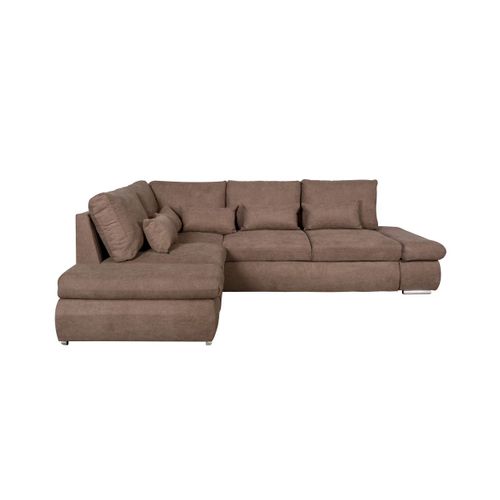 Canapé D'angle Sebastian Réversible Et Convertible Avec Coffre En Tissu - Marron