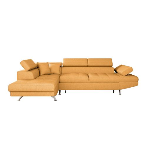 Canapé D'angle Rio Convertible Avec Coffre En Tissu - Angle Gauche, Jaune Ocre