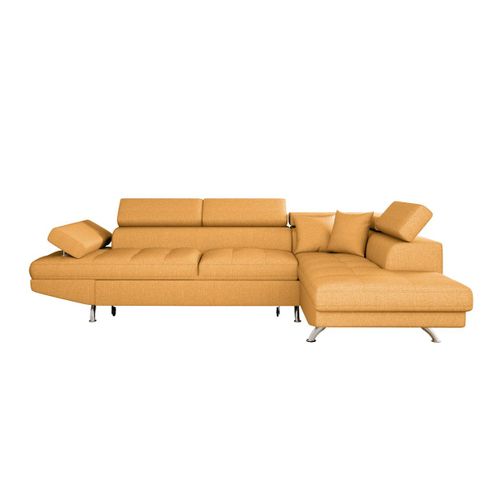 Canapé D'angle Rio Convertible Avec Coffre En Tissu - Angle Droit, Jaune Ocre
