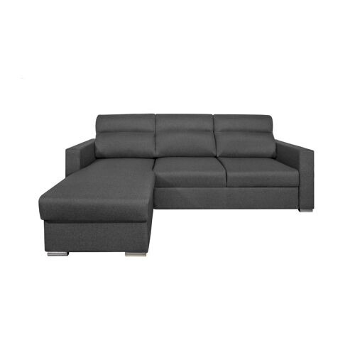 Canapé d'angle KEI réversible convertible en tissu - Gris foncé