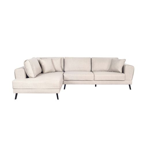 Canapé D'angle India Convertible 2 Coffres En Tissu - Angle Gauche, Beige