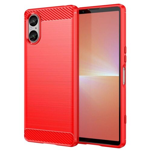 Coque pour Sony Xperia 5 V - housse etui silicone gel carbone + film ecran - ROUGE