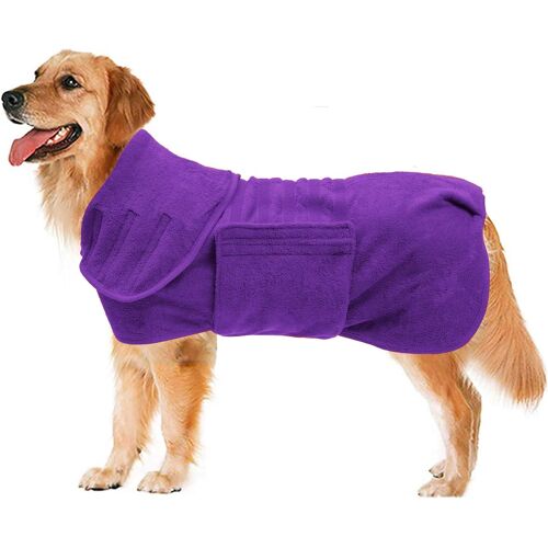 Serviette À Séchage Rapide Pour Animaux, Coton Extensible En Microfibre, Peignoir Pour Chien, Conception De Veste Chaude-Mauve-M