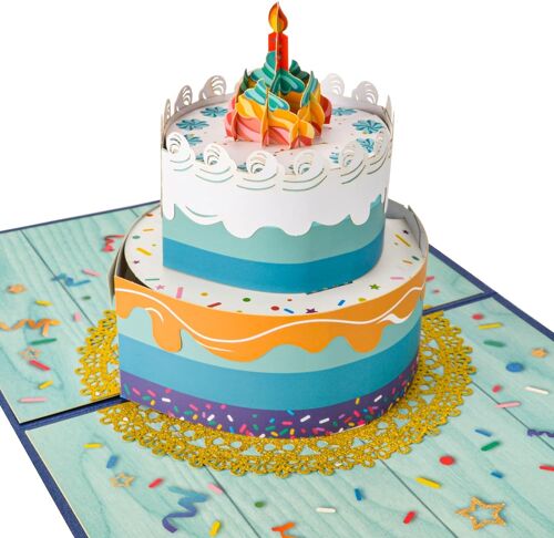2PCS Pop Up 3D Anniversaire De Voeux, Cartes de v¿ux Anniversaire Double Couches Gâteau, pour Carte de Voeux pour Famille, amis et amants spécial, Enfants, Amoureux