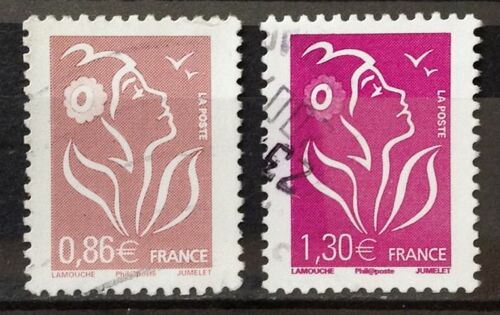 Marianne De Lamouche 0,86 Lilas-Brun Clair (N° 3969) + Marianne De Lamouche 1,30 Lilas (N° 3971) Obl - France Année 2006 - N21588