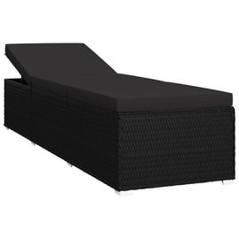 Transat Chaise Longue Bain De Soleil Lit De Jardin Terrasse Meuble D'extérieur Avec Coussin Résine Tressée Noir Helloshop26 02_0012524