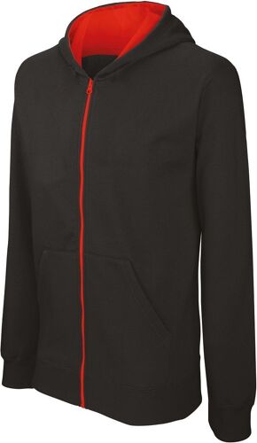 Gilet Sweat Zippé À Capuche Enfant - K486 - Noir Et Rouge