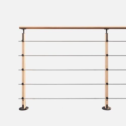 HESTA - Kit garde-corps 2m prêt-à-poser en bois - Fixation à plat