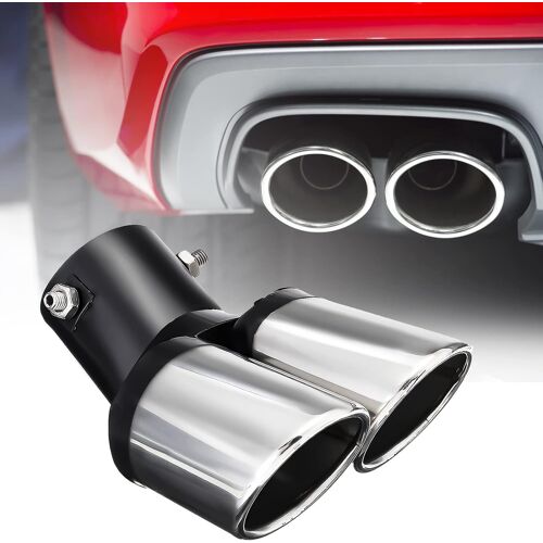 Cache D'échappement Pot D'échappement Universel 125mm*150mm*63mm Silencieux Double Cache D'échappement En Acier Inoxydable Finition Chrome