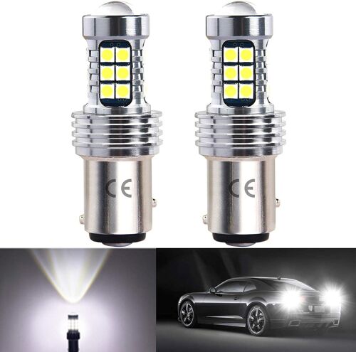 P21/5w Led 1157 Bay15d 12v 24v (Lot De 2) Ampoules Voiture, Avec Objectif Hd, 1200lm 6500k Blanc Pour Les Feux De Freinage, Les Feux Arrière, Les Feux De Jour, Etc