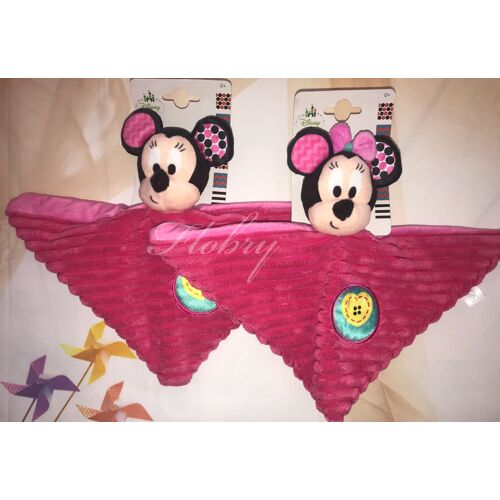 Doudou Rose Minnie Velours Ecusson Medaillon Coeur Bouton Lot De Deux Doudou Souris Mouse Nicotoy Disney Baby Pink Comforter Blanket