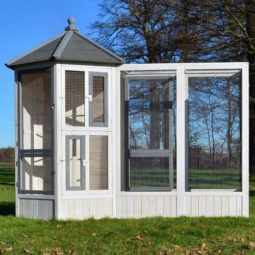Volière Cage À Oiseaux En Bois De Haute Qualité Maison Principale + Extension Modèle Luise 309+310